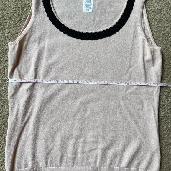 Anne Klein Sweater Set Cardigan Tank Top Pink Black Floral - Picture 9 of 10